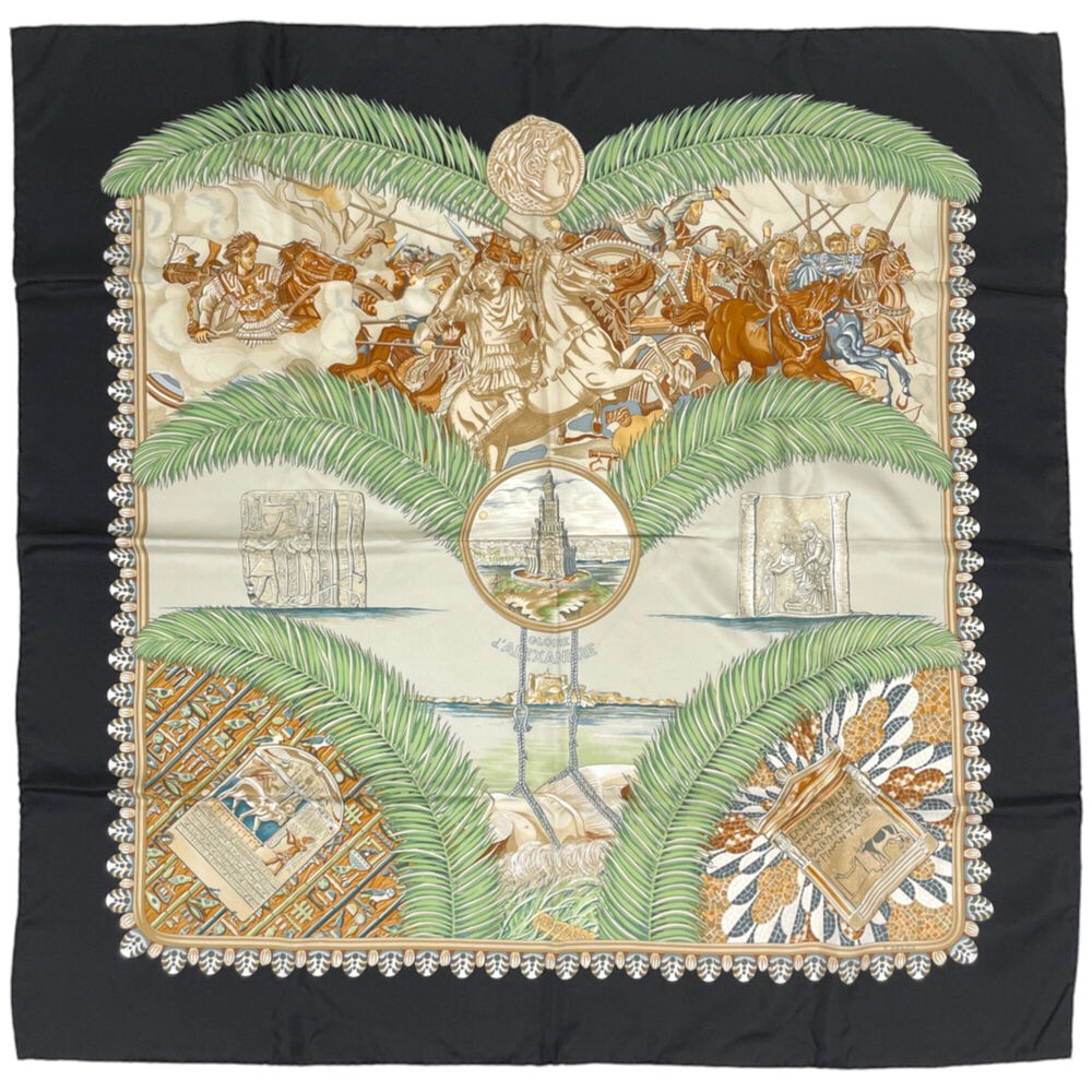 Hermes Carre 90 GLOIRE d'ALEXANDRE Scarf/Muffler, "Alexander's Glory," Silk, ...